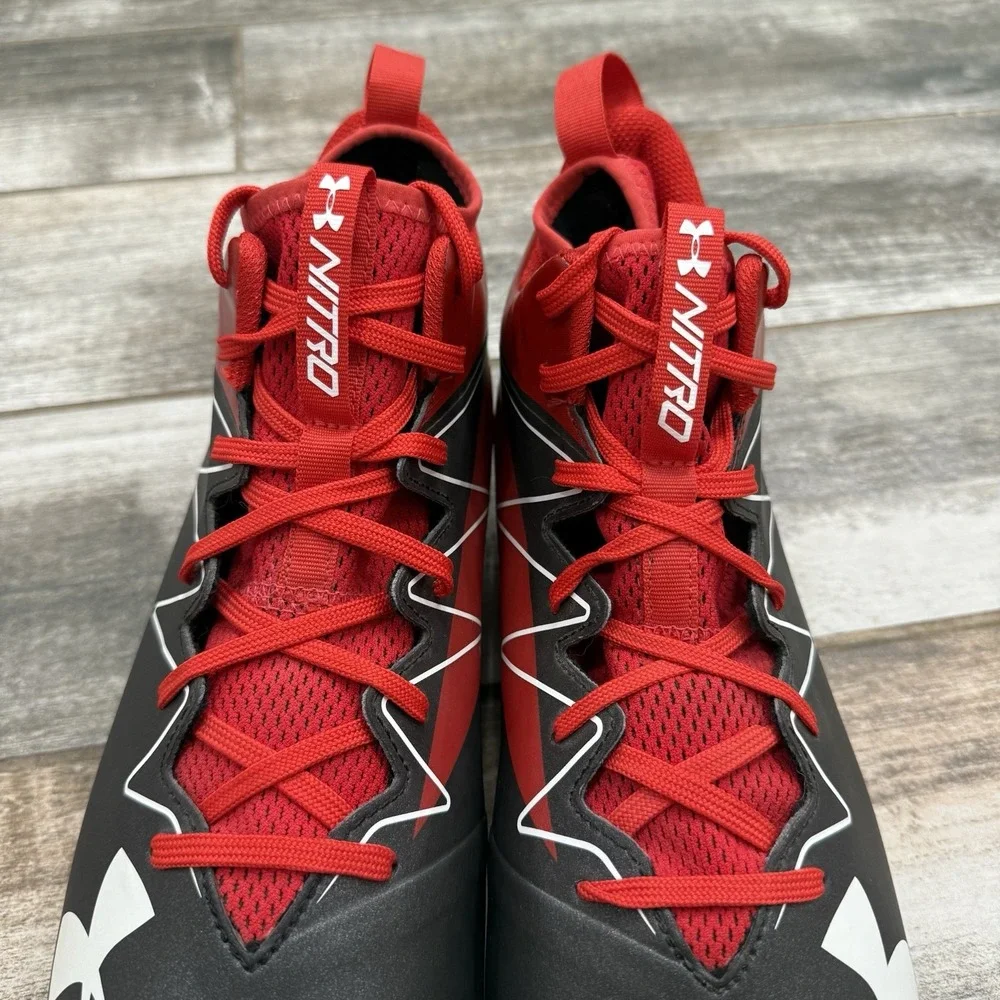Under Armour‎ Nitro Mid SMS Sample Red Football Cleats 1269717-061 Sz 13 New